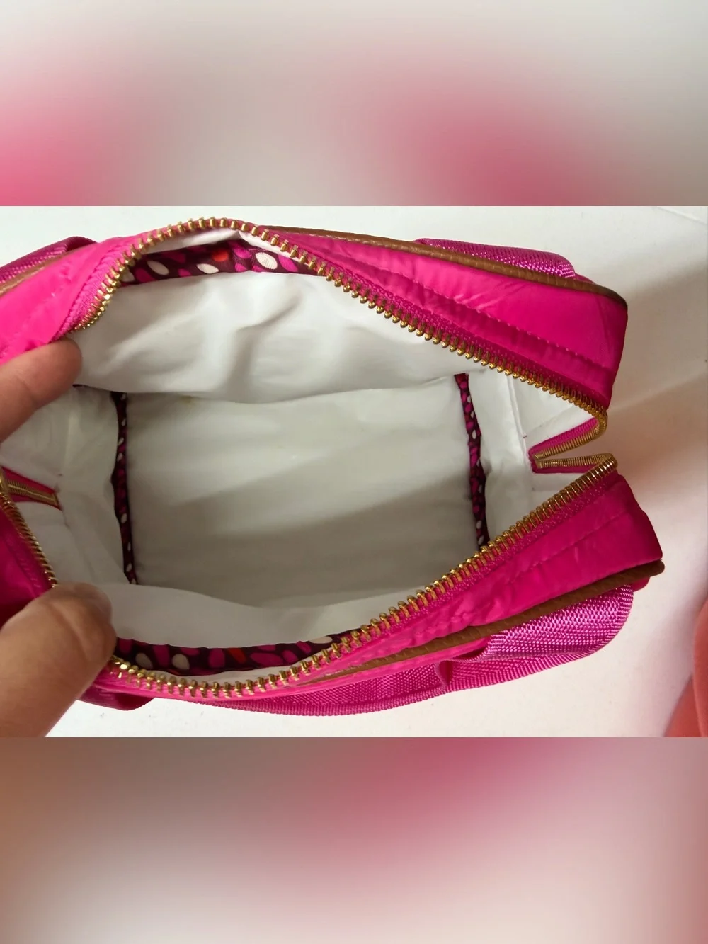 Vera Bradley Preppy Poly Hot Pink Insulated Lunch Cooler Bag